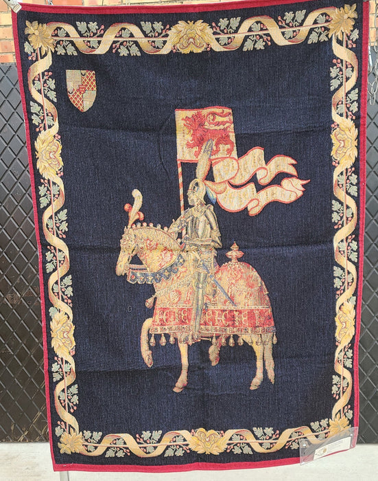 VERTICAL TAPESTRY OF LE CAVELIER/KNIGHT MOUNTED ON HORSE