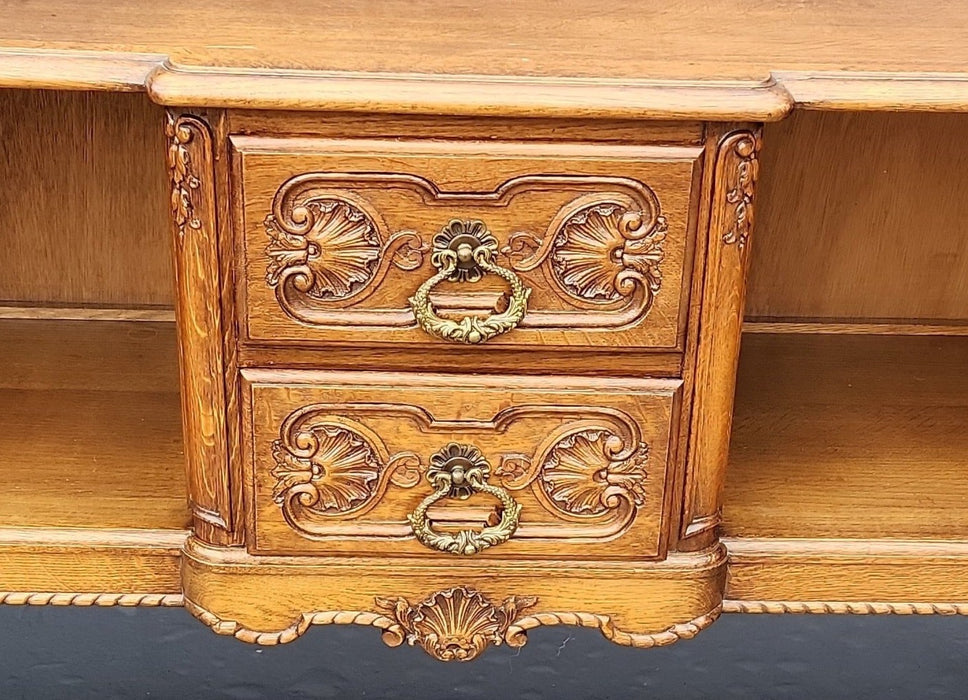 AS FOUND COUNTRY FRENCH OAK LOW SHALLOW CONSOLE WITH NICHES