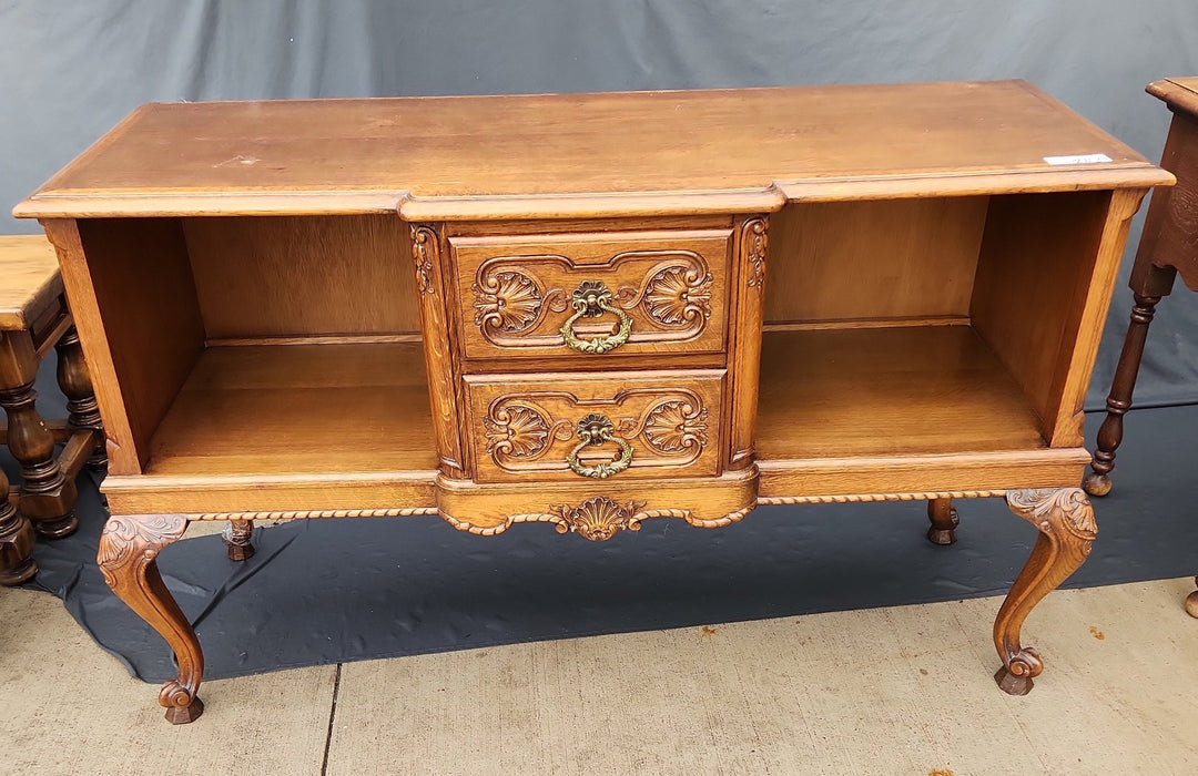 AS FOUND COUNTRY FRENCH OAK LOW SHALLOW CONSOLE WITH NICHES