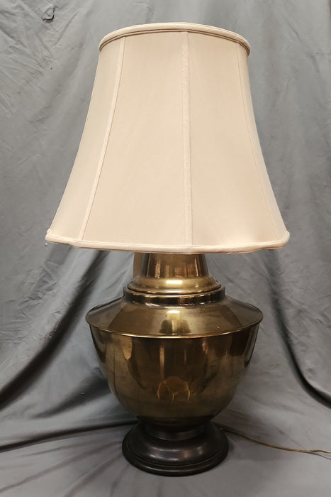 LARGE BRASS URN BASE LAMP WITH SHADE