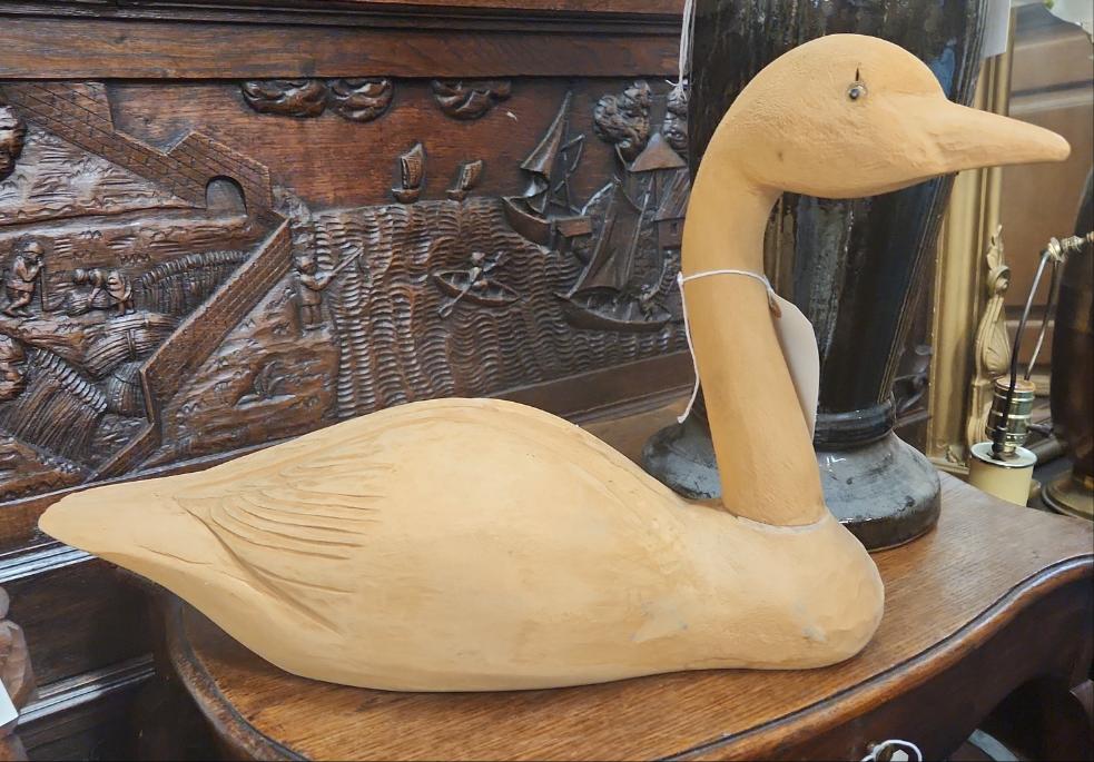 LARGE WOOD CARVED GOOSE DECOY