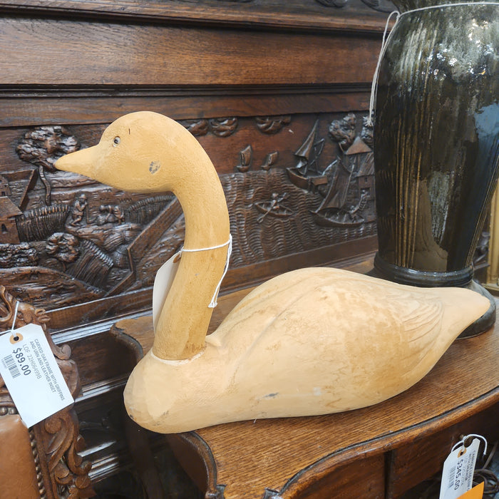 LARGE WOOD CARVED GOOSE DECOY