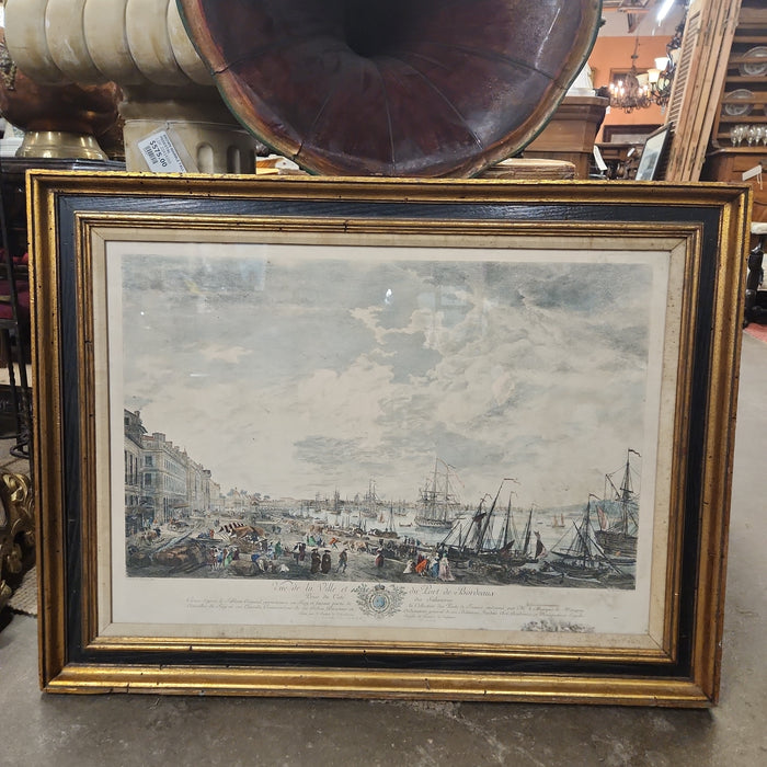 LARGE GOLD AND BLACK VINTAGE WOOD FRAME-AS FOUND