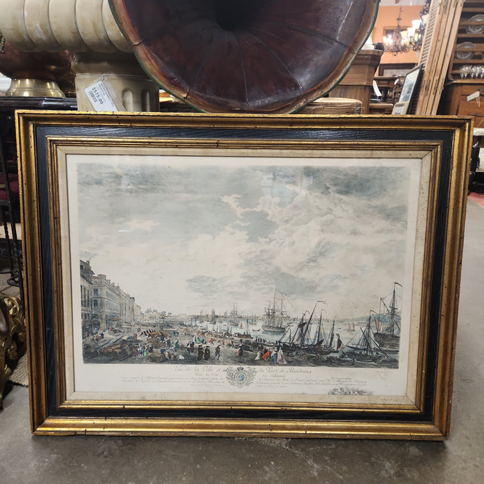 LARGE GOLD AND BLACK VINTAGE WOOD FRAME-AS FOUND