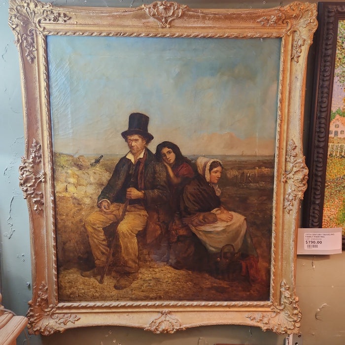 19TH CENTURY TRAVELING FAMILY PAINTING