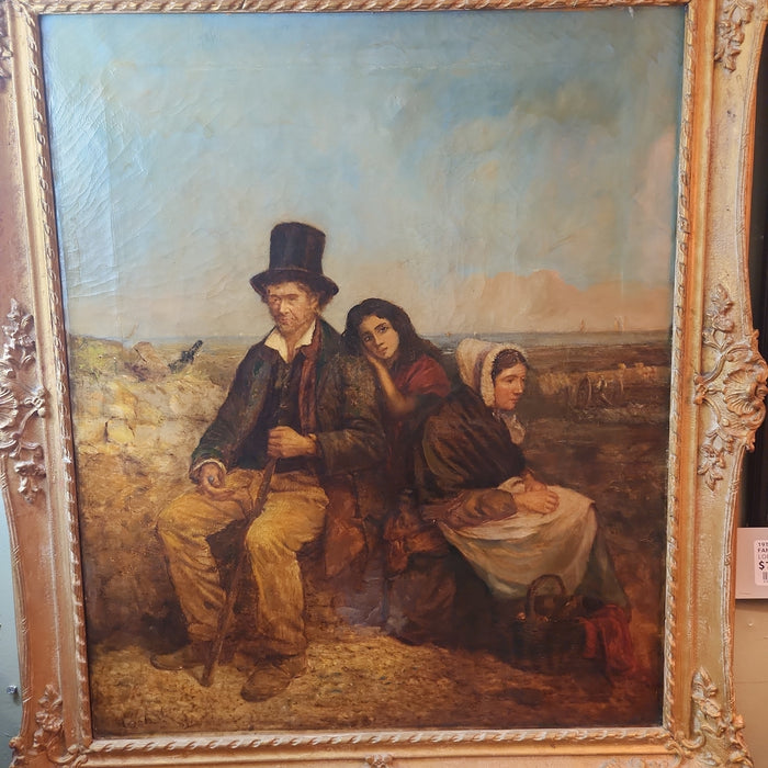 19TH CENTURY TRAVELING FAMILY PAINTING