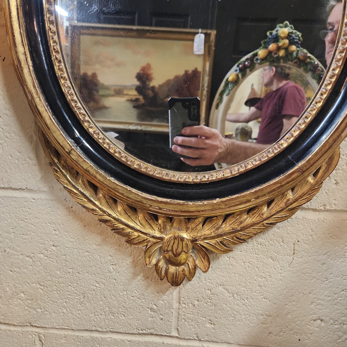 GILTWOOD OVAL CARVED EAGLE MIRROR WITH BLACK FILET