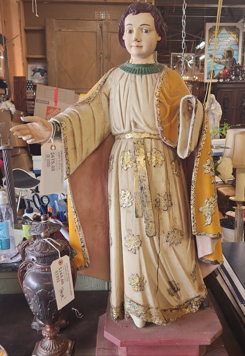 PAINTED AND GILT 19TH C. SAINT STATUE