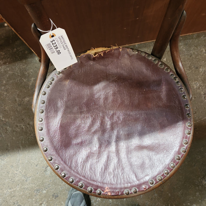 ANTIQUE BENTWOOD SWIVEL OFFICE CHAIR