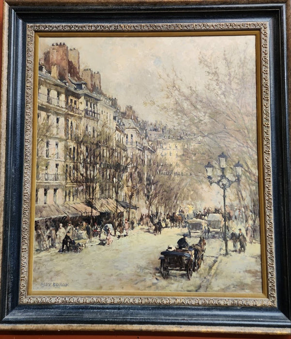 LARGE IMPRESSIONIST STREET SCENE OIL PAINTING SIGNED ALEX FODLAK