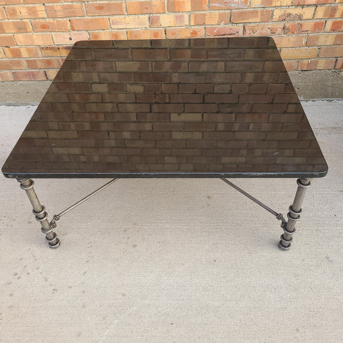 BLACK GRANITE TOP IRON COFFEE TABLE