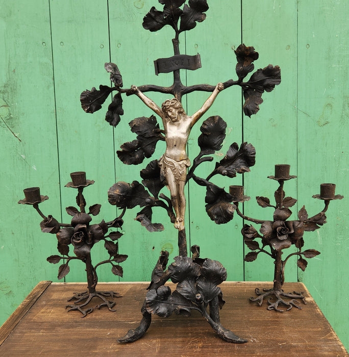 HAND WROUGHT IRON FOLIATE DESIGN CRUCIFIX ONLY!