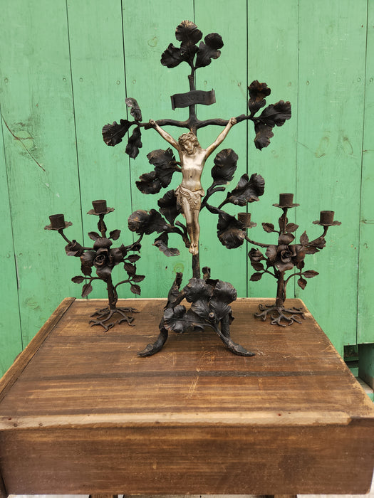 HAND WROUGHT IRON FOLIATE DESIGN CRUCIFIX ONLY!