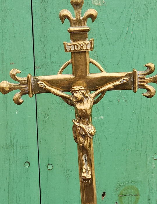 SMALL BRASS STANDING CRUCIFIX
