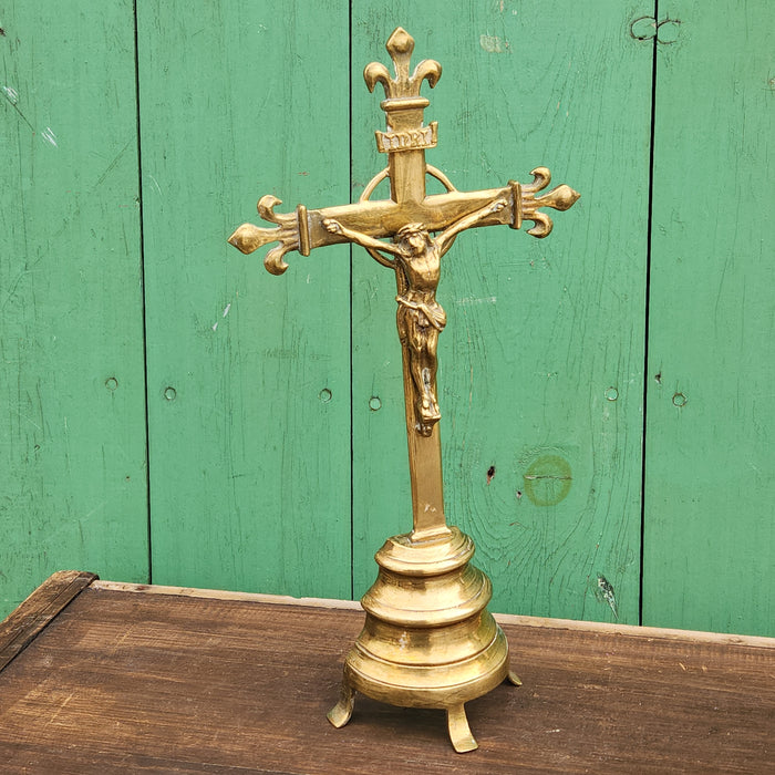 SMALL BRASS STANDING CRUCIFIX