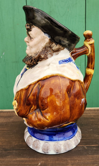 LARGE MAJOLICA BEARDEED SAILOR PITCHER