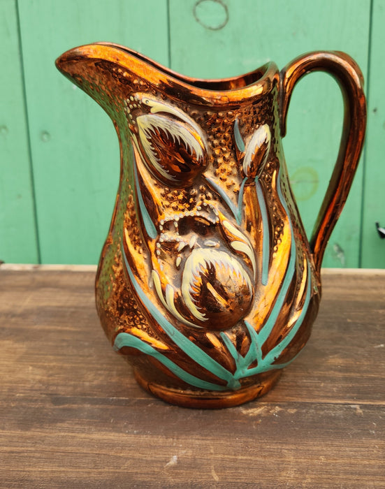 COPPER LUSTER PITCHER WITH TULIPS