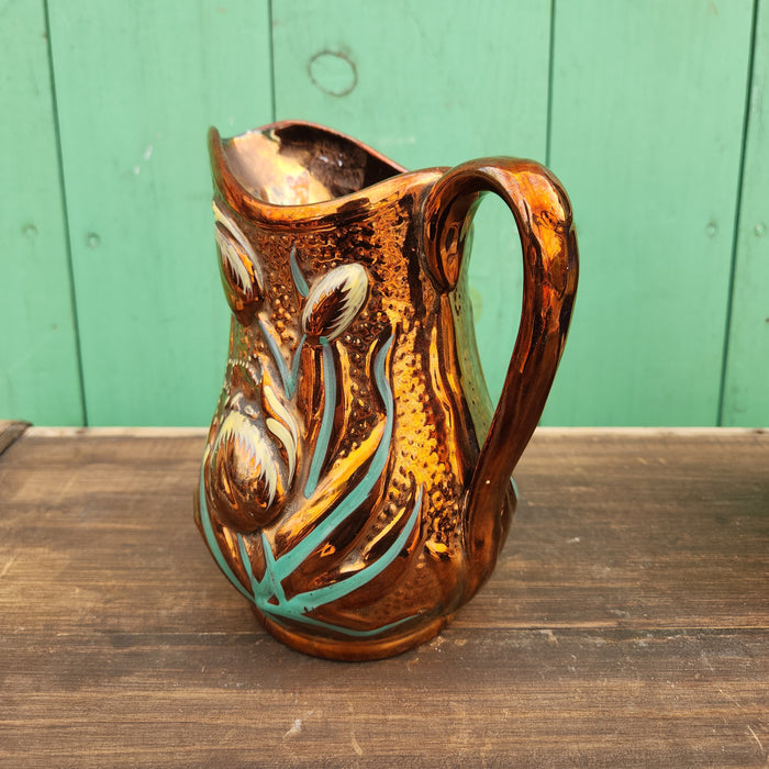 COPPER LUSTER PITCHER WITH TULIPS