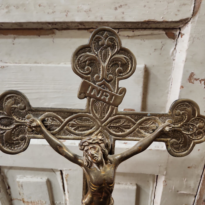 BRASS WALL CRUCIFIX WITH BRONZE CORPUS