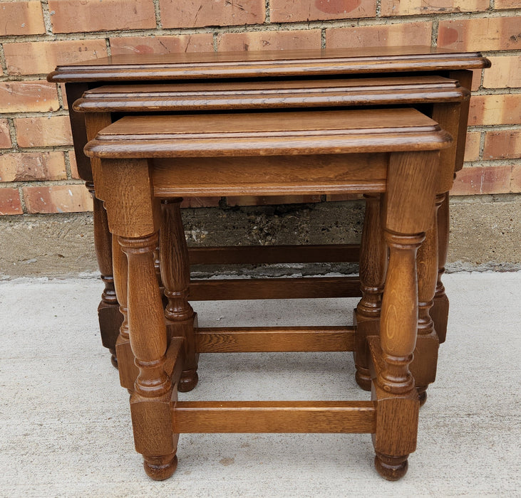 SET OF THREE OAK NESTING TABLES