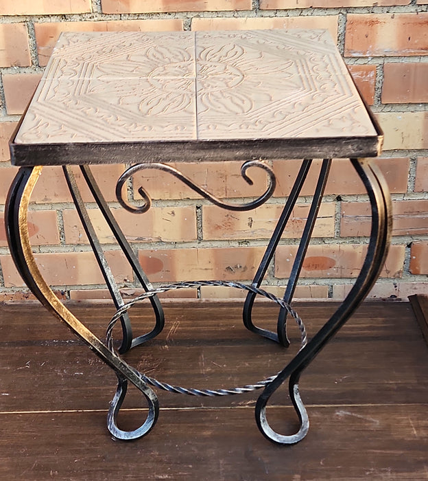 SAGE GREEN IRON TILE TOP TABLE