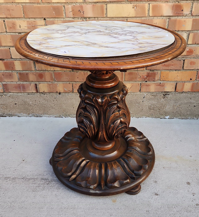CARVED ROUND BULBOUS PEDESTAL AS FOUND