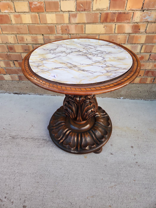 CARVED ROUND BULBOUS PEDESTAL AS FOUND