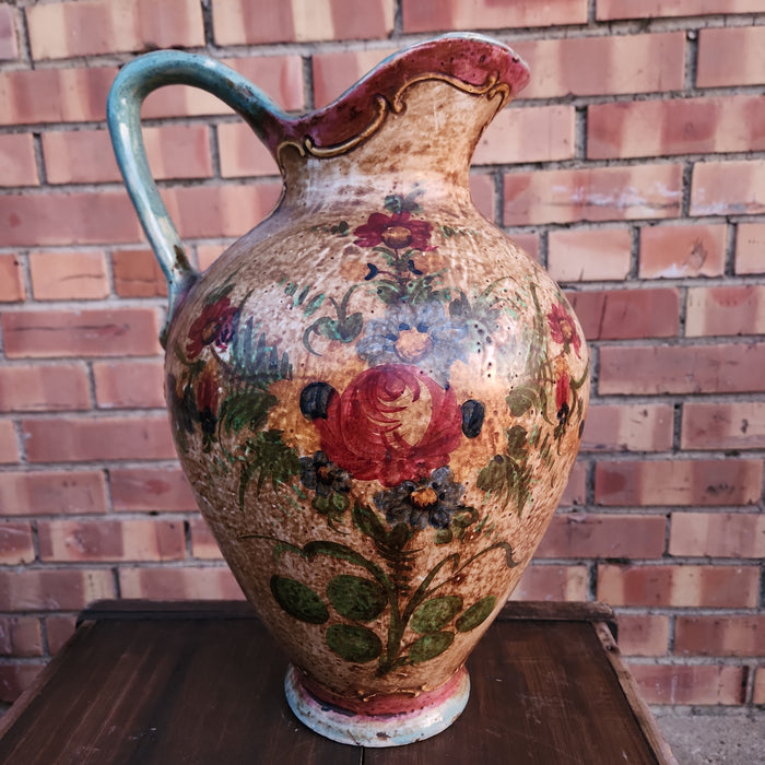 FLORAL POTTERY PITCHER