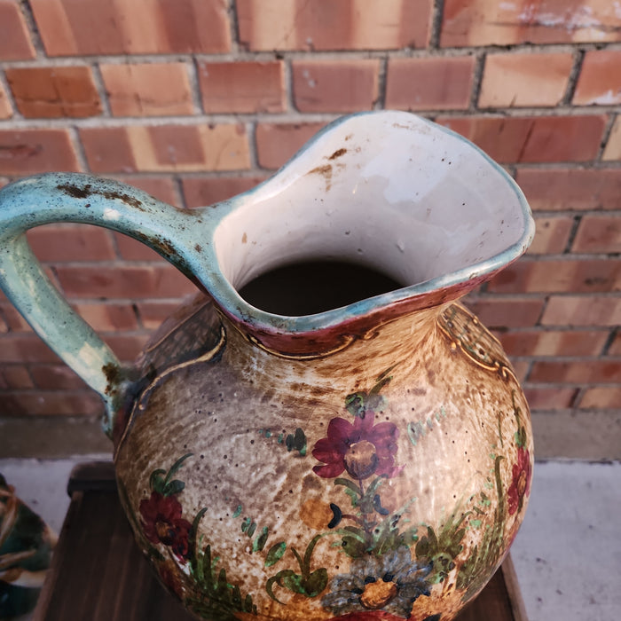 FLORAL POTTERY PITCHER