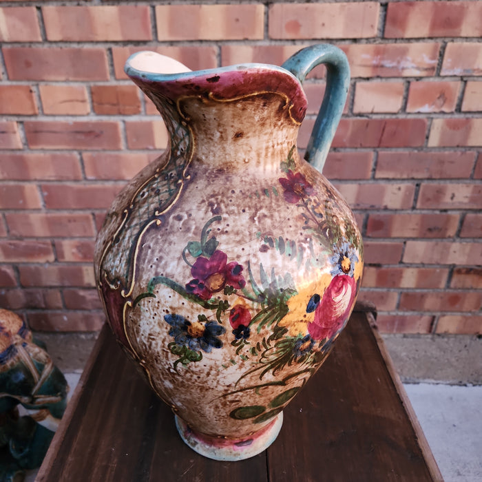 FLORAL POTTERY PITCHER