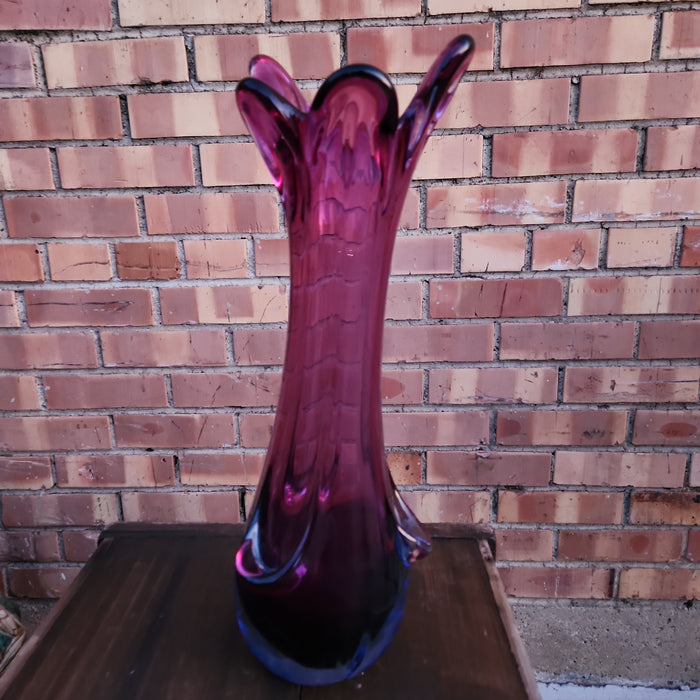 LARGE PURPLE AND BLUE ART GLASS MURANO VASE