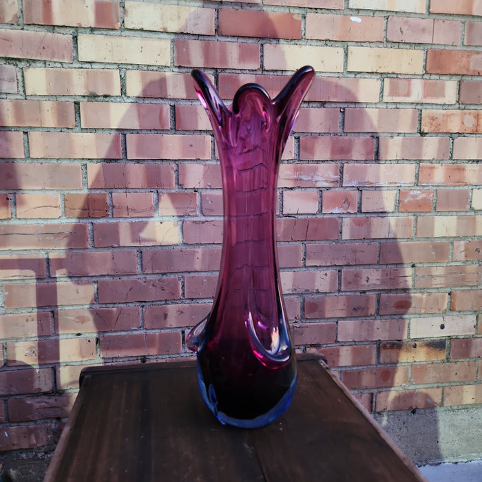 LARGE PURPLE AND BLUE ART GLASS MURANO VASE