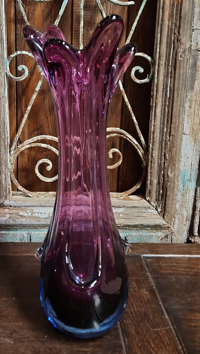 LARGE PURPLE AND BLUE ART GLASS MURANO VASE