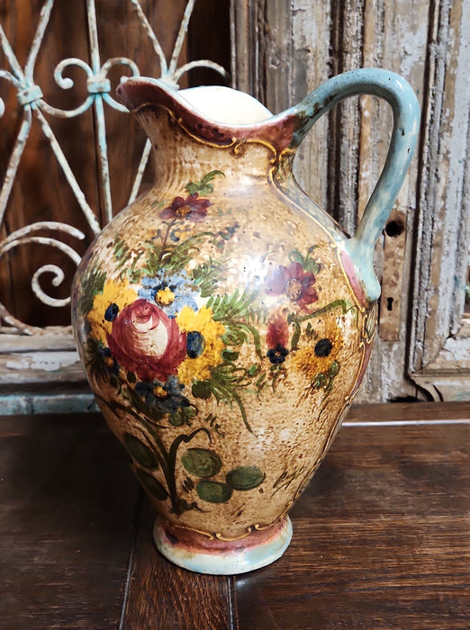 FLORAL POTTERY PITCHER