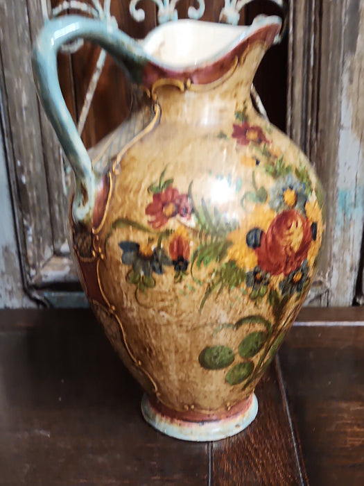 FLORAL POTTERY PITCHER