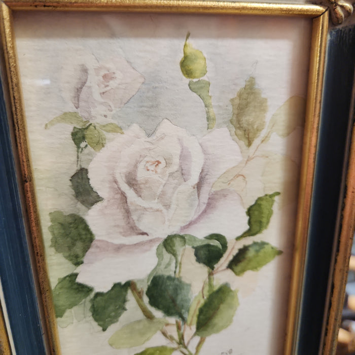 VINTAGE ROSES TINY WATERCOLOR IN FRAME