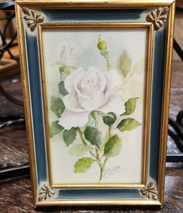 VINTAGE ROSES TINY WATERCOLOR IN FRAME