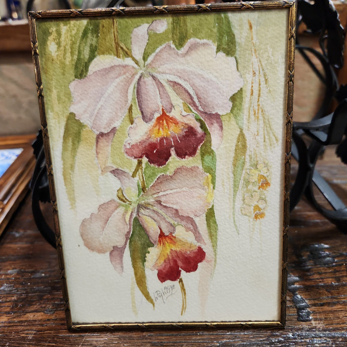 SMALL SIGNED FLORAL WATERCOLOR