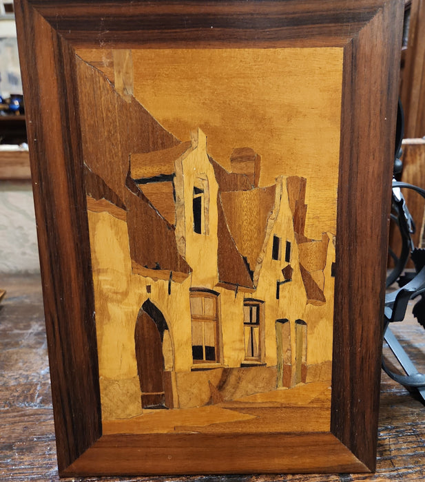 EXOTIC WOODS INLAID STREET SCENE PANEL