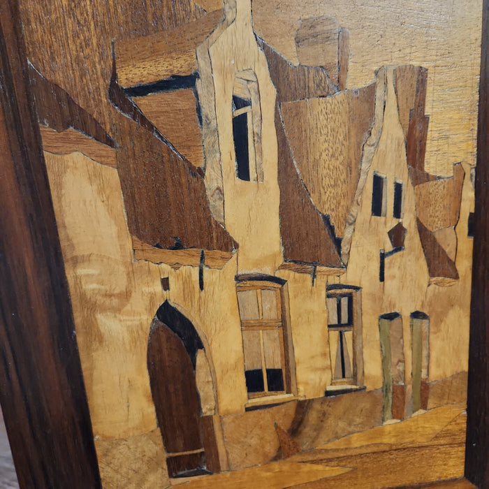 EXOTIC WOODS INLAID STREET SCENE PANEL