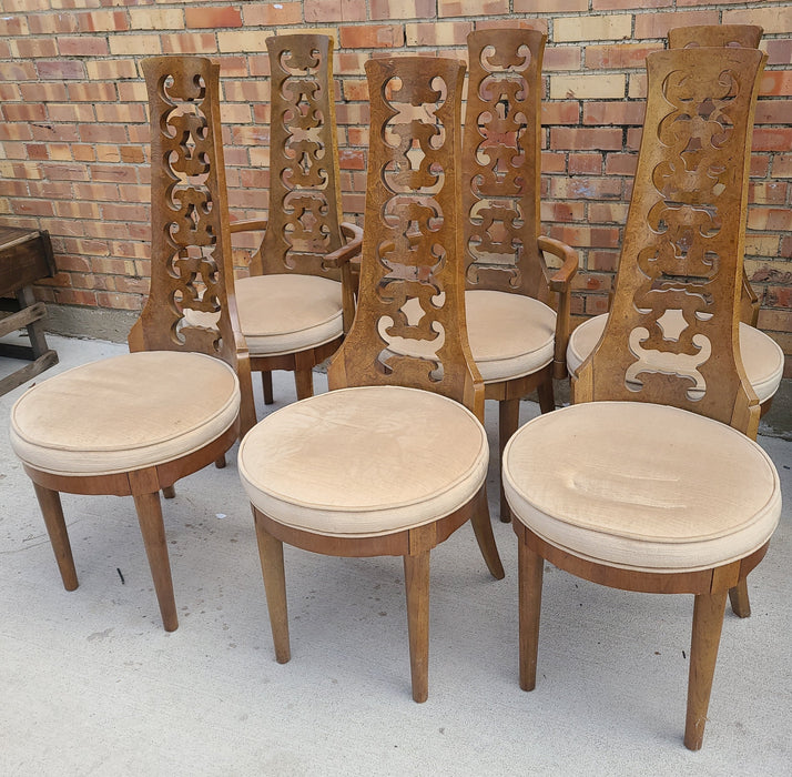 SET OF 6 MID CENTURY MODERN DINING CHAIRS WTIH TWO ARM CHAIRS