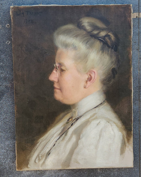 UNFRAMED OI; PAINTING PROFILE OF OLDER WOMAN