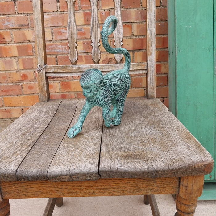 METAL MONKEY WITH FAUX VERDIGRIS