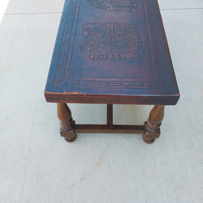 RECTANGULAR COFFEE TABLE WITH EMBOSSED LEATHER TOP PAZMINO