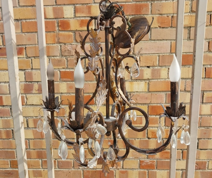 SMALL IRON CHANDELIER WITH PRISMS