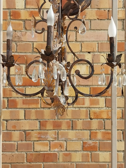 SMALL IRON CHANDELIER WITH PRISMS