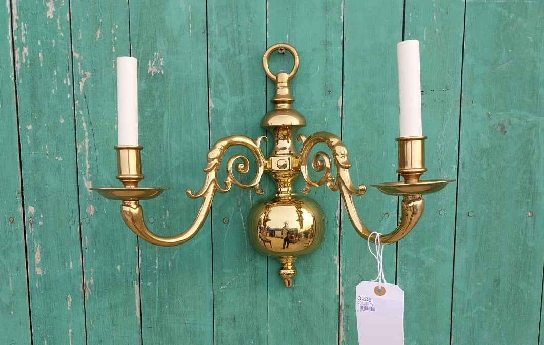 LARGE BRASS WALL SCONCE