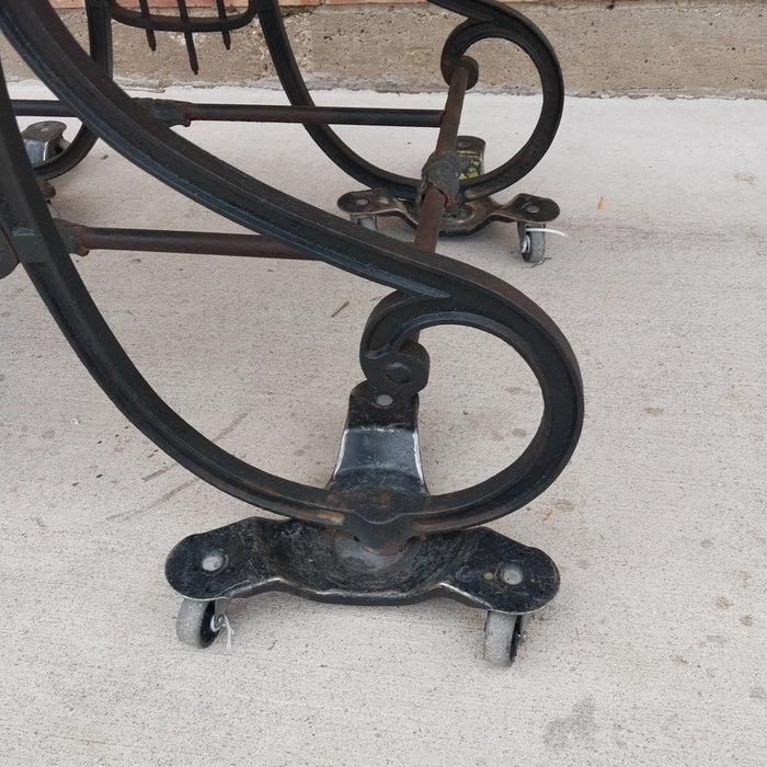 FRENCH MARBLE TOP IRON BASE PASTRY TABLE