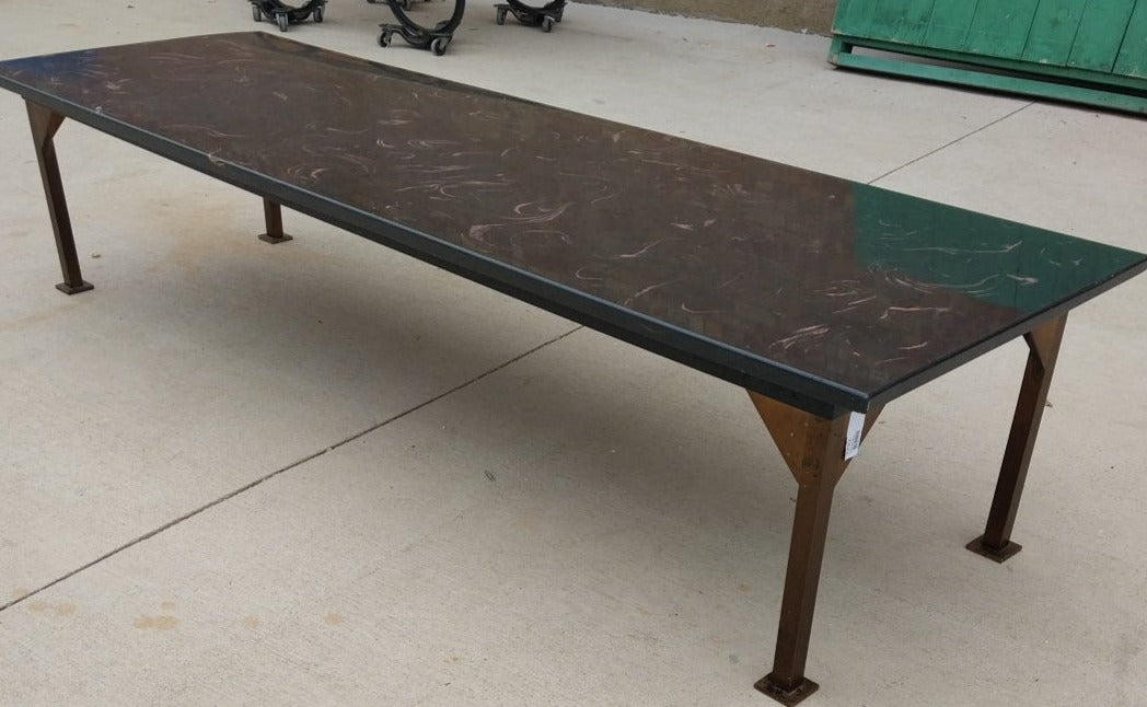 LONG FAUX MARBLE METAL BASE COFFEE TABLE