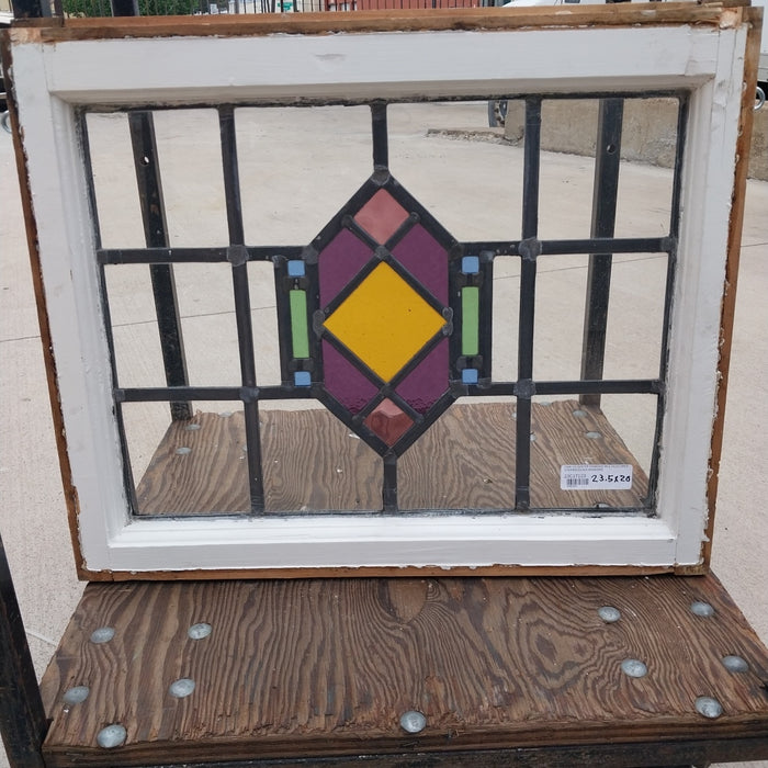 CENTER DIAMOND MULTICOLORED STAINED GLASS WINDOWS